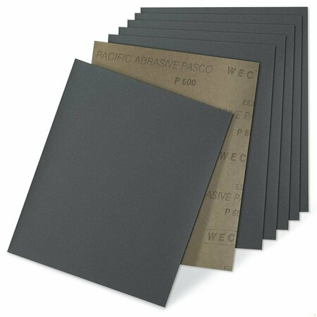 CGW ABRASIVES WSC Coated Sanding Sheet, 11 in L x 9 in W, 600 Grit, Very Fine Grade, Silicon Carbide Abrasive, Lat 44843